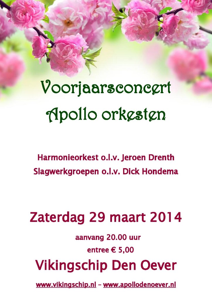 Poster voorjaarsconcert Apollo Orkesten 2014