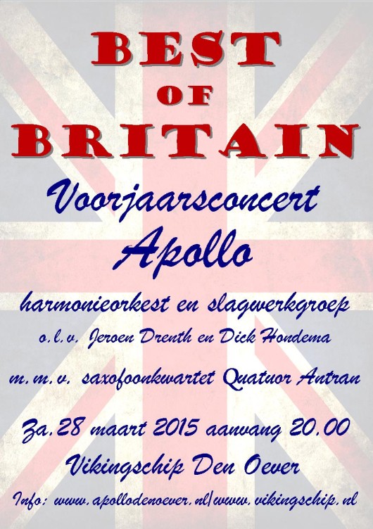 Poster voorjaarsconcert Apollo Orkesten Den Oever